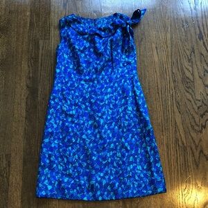 3/$10 Abstract Leaf Petal Retro Sleeveless Bow Midi Dress